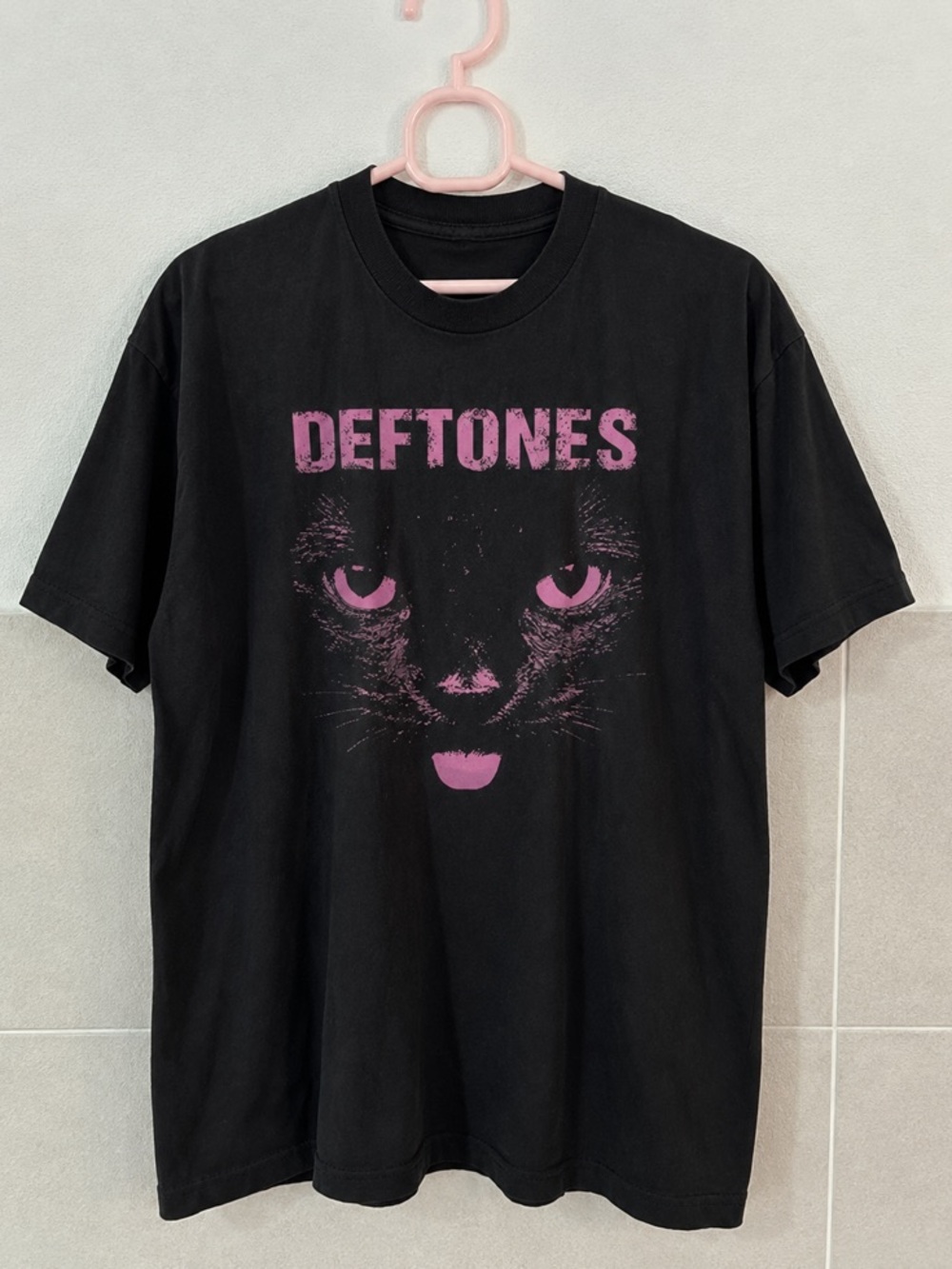 Deftones Pink Cat Graphic Black T-Shirt
